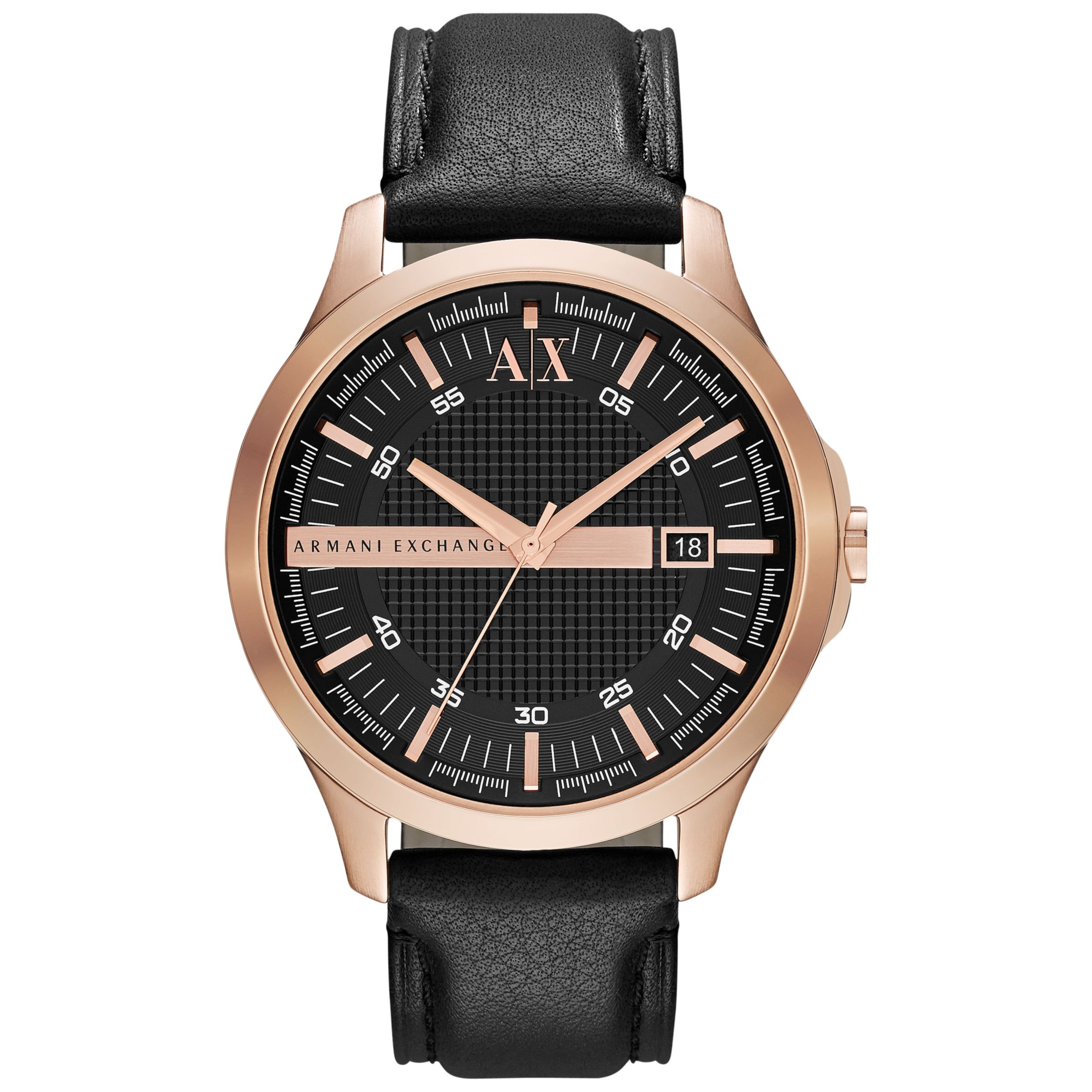 Rose Gold Plated Leather Strap Watch 