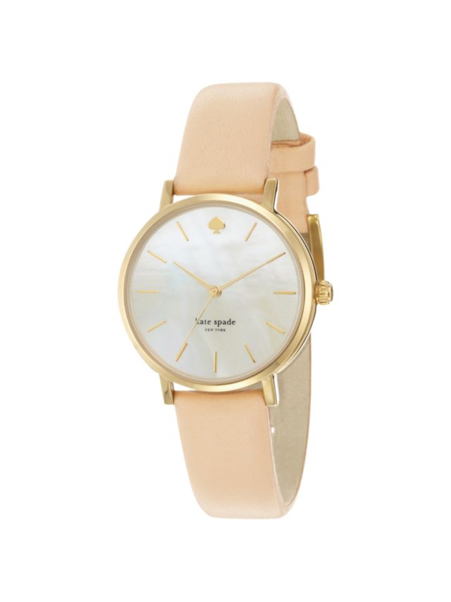 kate spade new york Women s Metro Leather Strap Watch Nude Silver