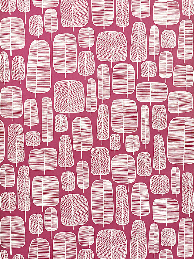 MissPrint Little Trees Wallpaper, Fuchsia, MISP1113