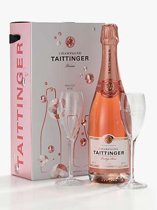 Taittinger Rose and 2 Glasses Set, 75cl
