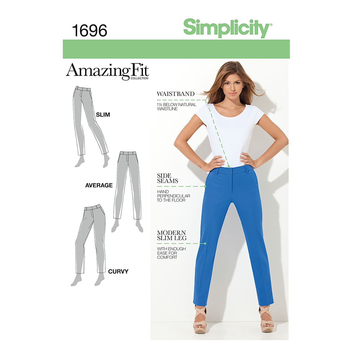 Simplicity Amazing Fit Womens' Trousers Sewing Pattern, 1696