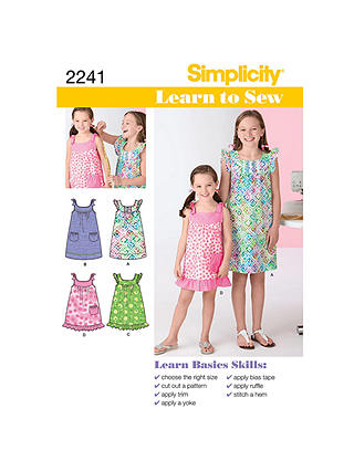 Simplicity Learn to Sew Girls' Dresses Sewing Leaflet, 2241, HH