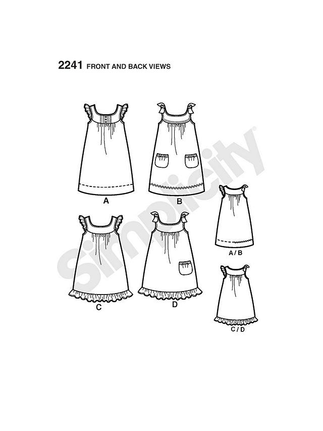 Simplicity Learn to Sew Girls' Dresses Sewing Leaflet, 2241, HH