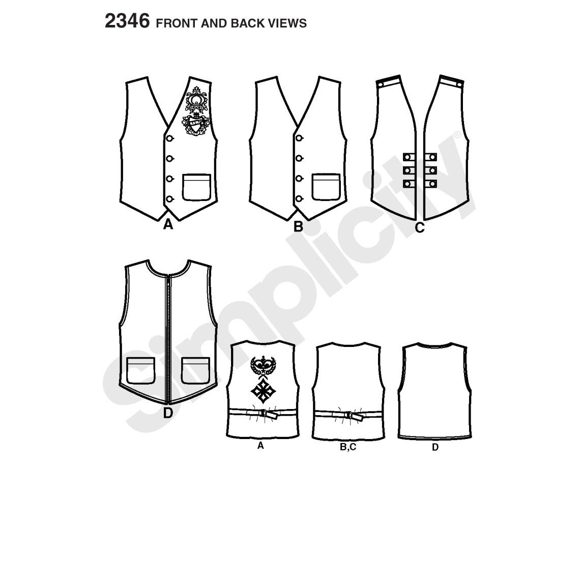 Buy Simplicity Men Waistcoat Sewing Pattern, 2346 | John Lewis
