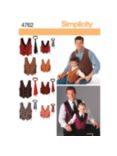 Simplicity Men's/Boys' Vests & Ties Sewing Pattern, 4762, A