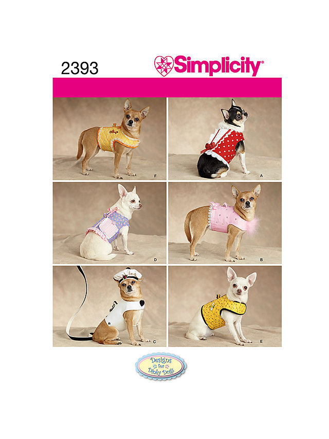 Simplicity Dog Outfit Sewing Pattern, 2393