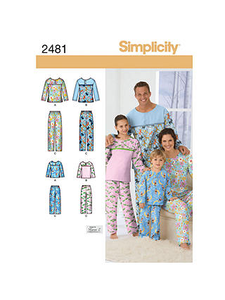 Simplicity Children & Adult Sleepwear Sewing Pattern, 2481, A