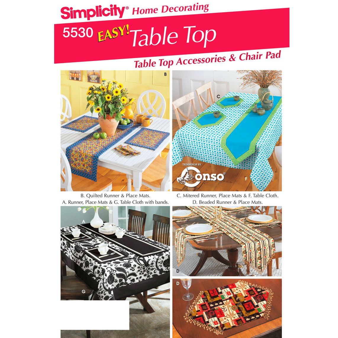 Simplicity Table Top Accessories Sewing Pattern, 5530