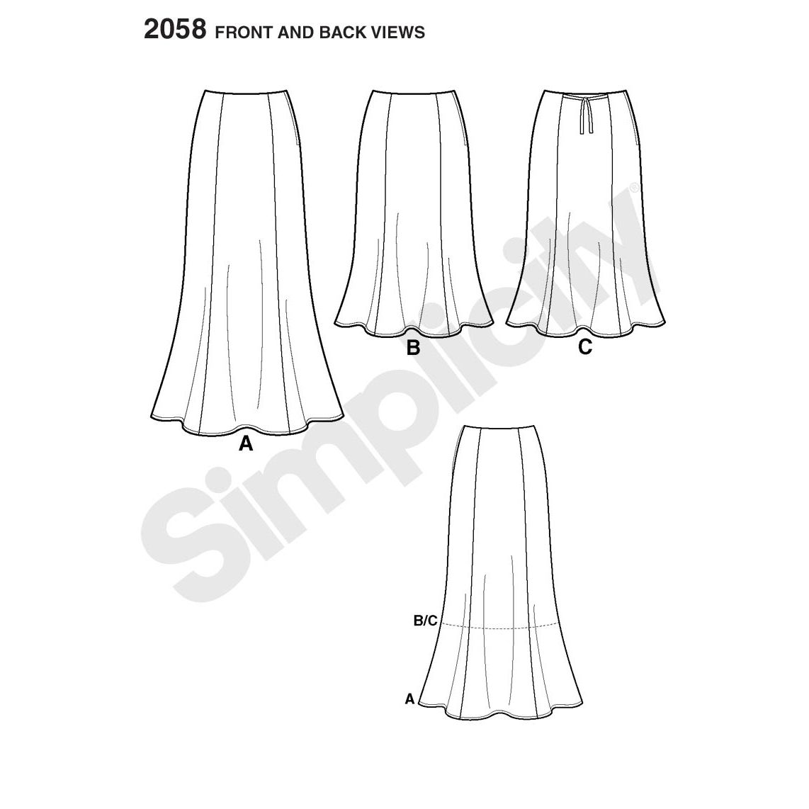 Simplicity Amazing Fit Womens' Skirts Sewing Pattern, 2058 at John Lewis