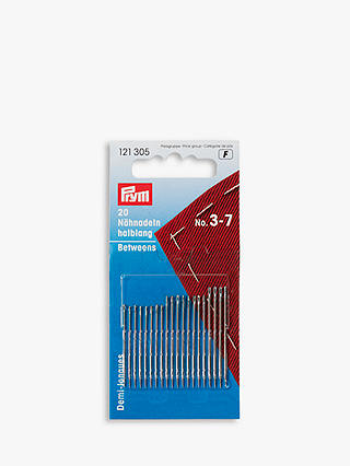 Prym Assorted Betweens Hand Sewing Needles, Sizes 3-7, Pack of 20