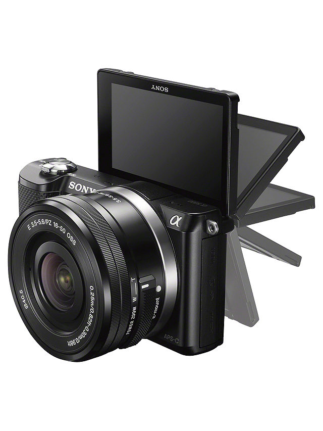 Sony A5000 Compact System Camera with 16-50mm Lens, HD 1080p, 20.1MP, Wi-Fi, 3" Tilting LCD Screen, Black