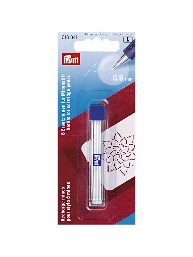 Prym Cartridge Pencil Refil, 9mm, Pack of 6, White