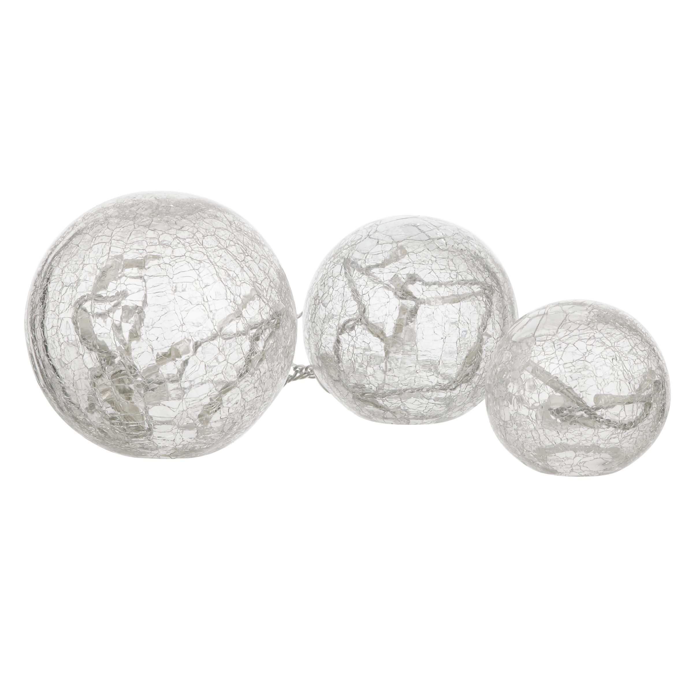 Parlane Crackle Glass LED Balls, Set of 3