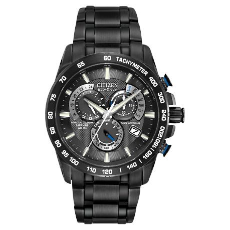 Citizen AT4007-54E Men's Eco-Drive Perpetual Calendar Chronograph Bracelet Strap Watch, Black