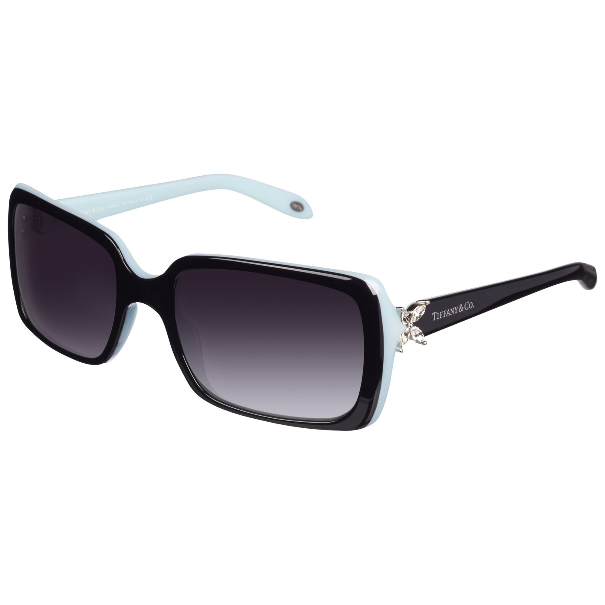 Tiffany & Co TF4047B Victoria Rectangular Sunglasses, Black at John ...