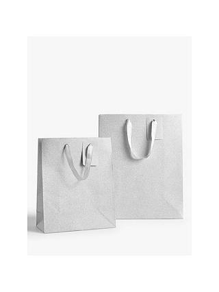 John Lewis & Partners Encapsulated Silver Glitter Gift Bag