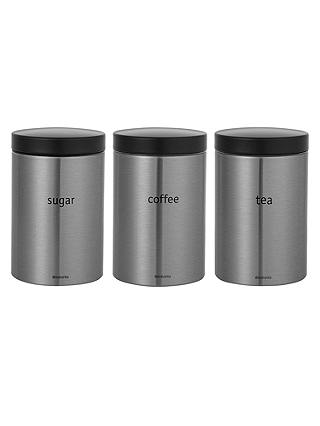 Brabantia Tea, Coffee and Sugar Canisters, Matt Stainless Steel