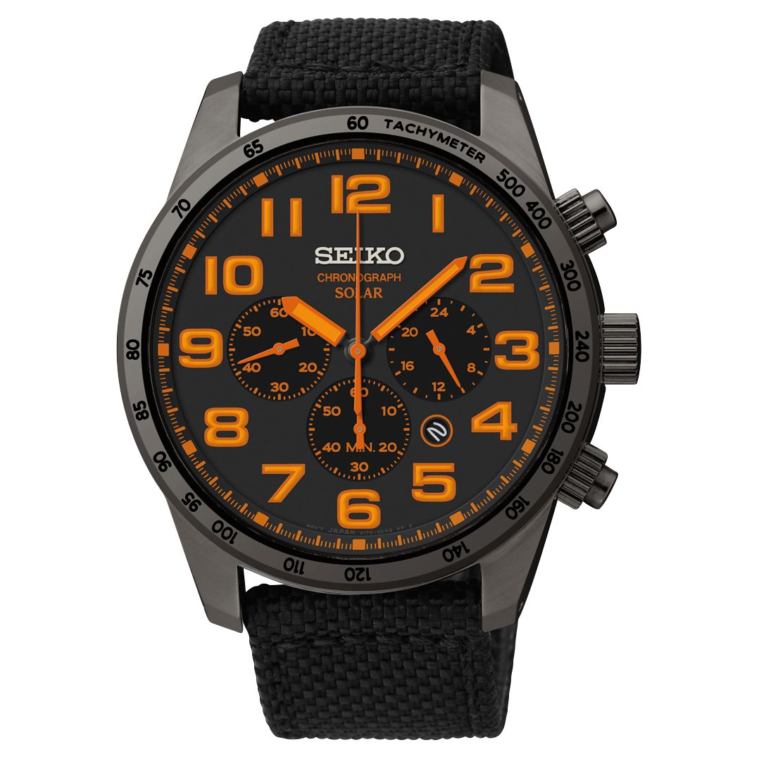 Solar Chronograph Canvas Strap Watch 