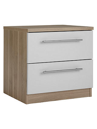 House by John Lewis Mix it T-Bar Handle Bedside Chest, House Smoke/Grey Ash