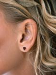 Nina B Sterling Silver Heart Stud Earrings, Garnet