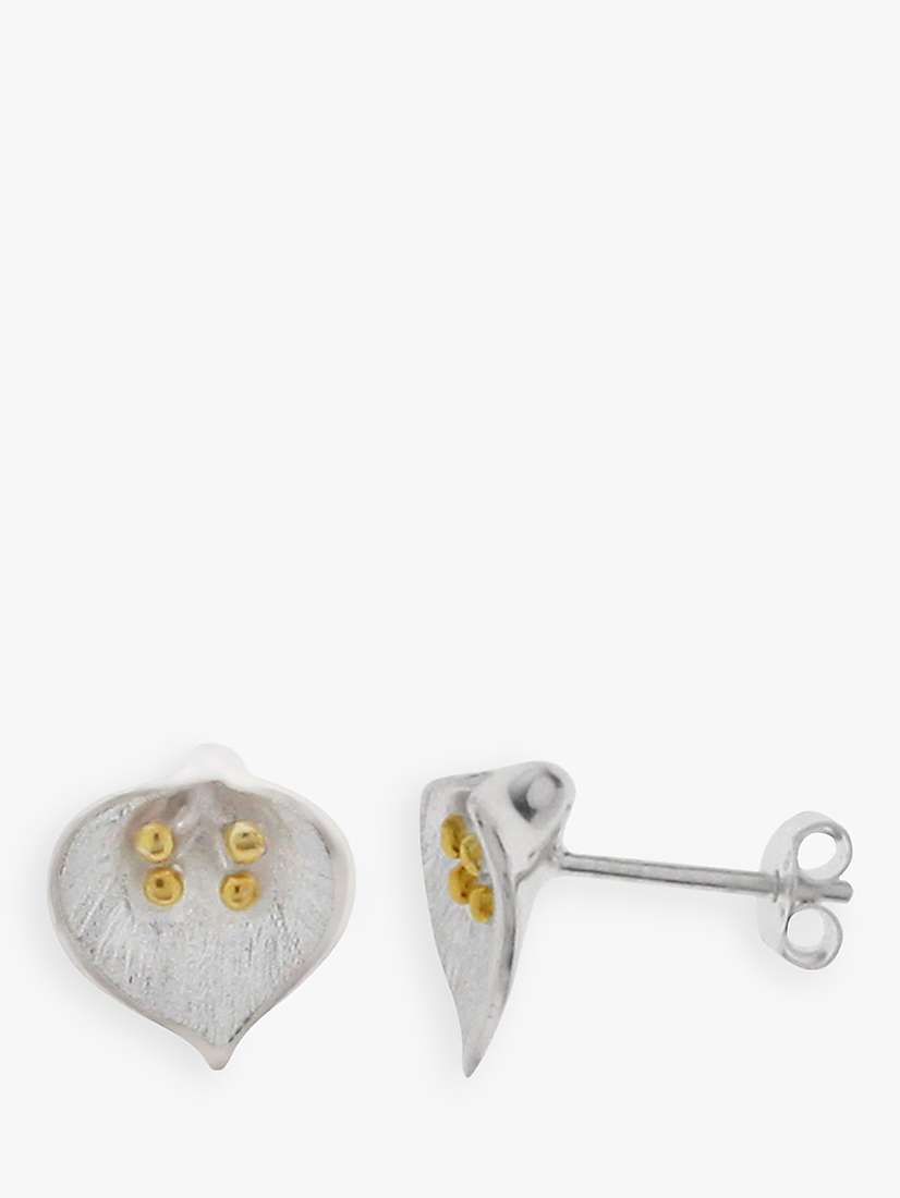 Buy Nina B Sterling Silver Flower Stud Earrings, Silver/Gold Online at johnlewis.com