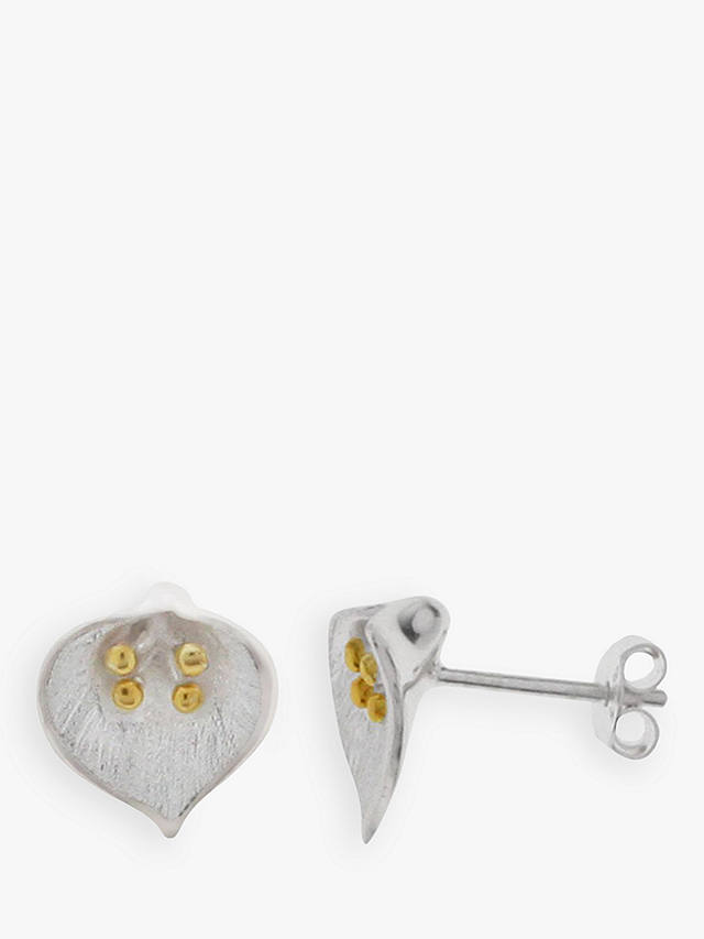Nina B Sterling Silver Flower Stud Earrings, Silver/Gold
