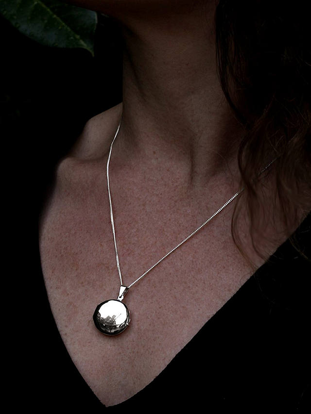 Nina B Sterling Silver Round Locket Pendant Necklace, Silver