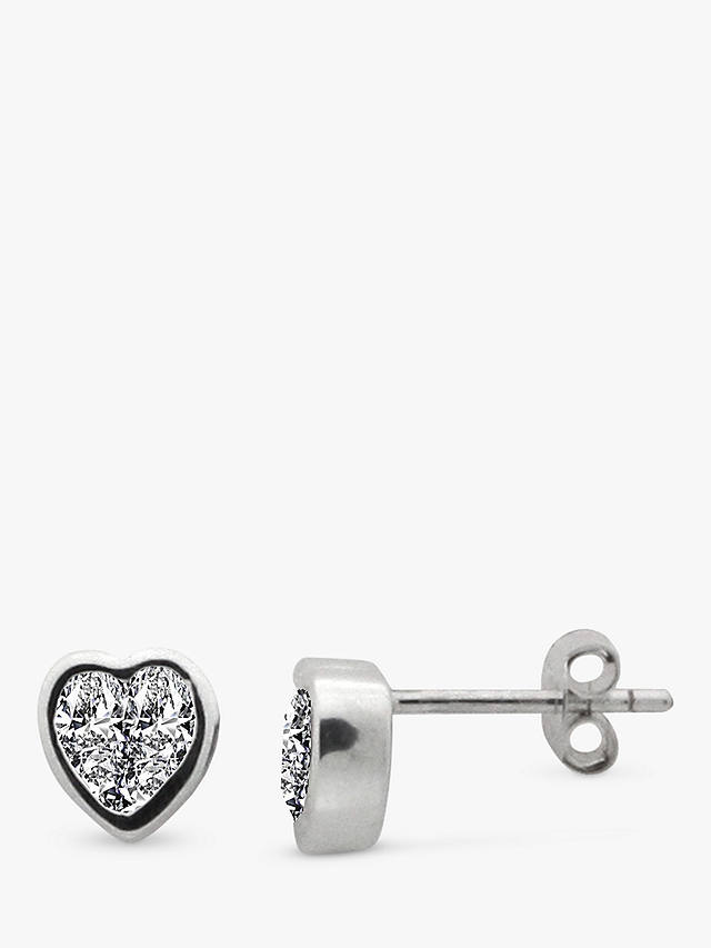 Nina B Sterling Silver Heart Stud Earrings, Cubic Zirconia