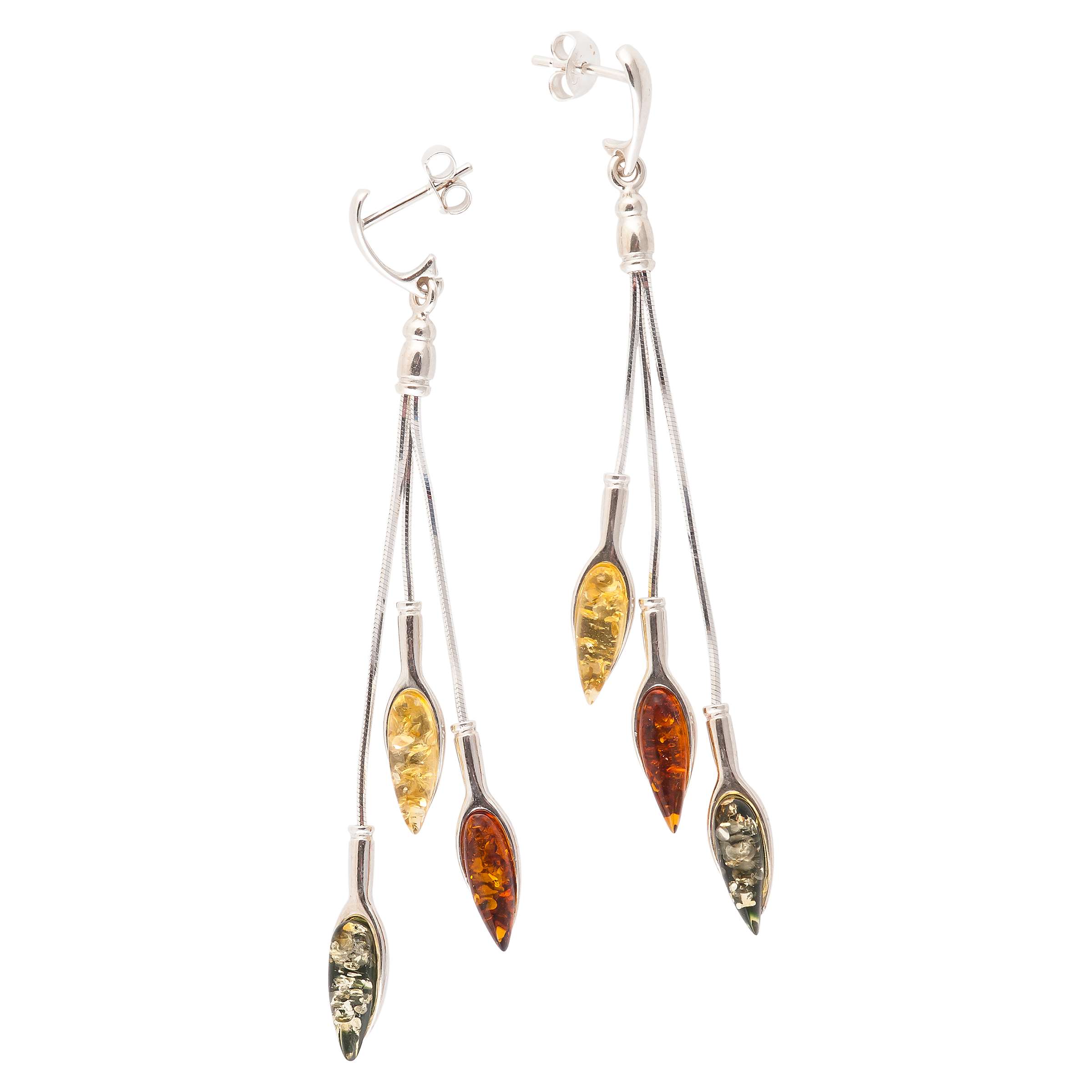 Buy Be-Jewelled Sterling Silver Multicoloured Amber Drop Earrings Online at johnlewis.com