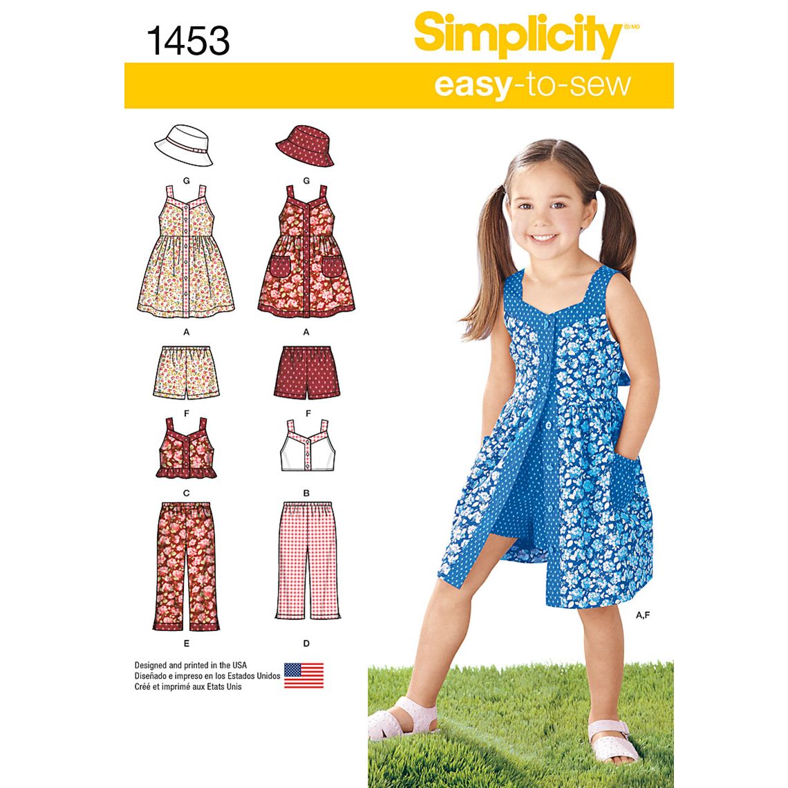 Simplicity Children's Summer Dress Sewing Pattern, 1453, A