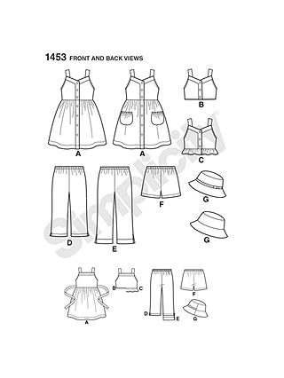 Simplicity Children's Summer Dress Sewing Pattern, 1453, A