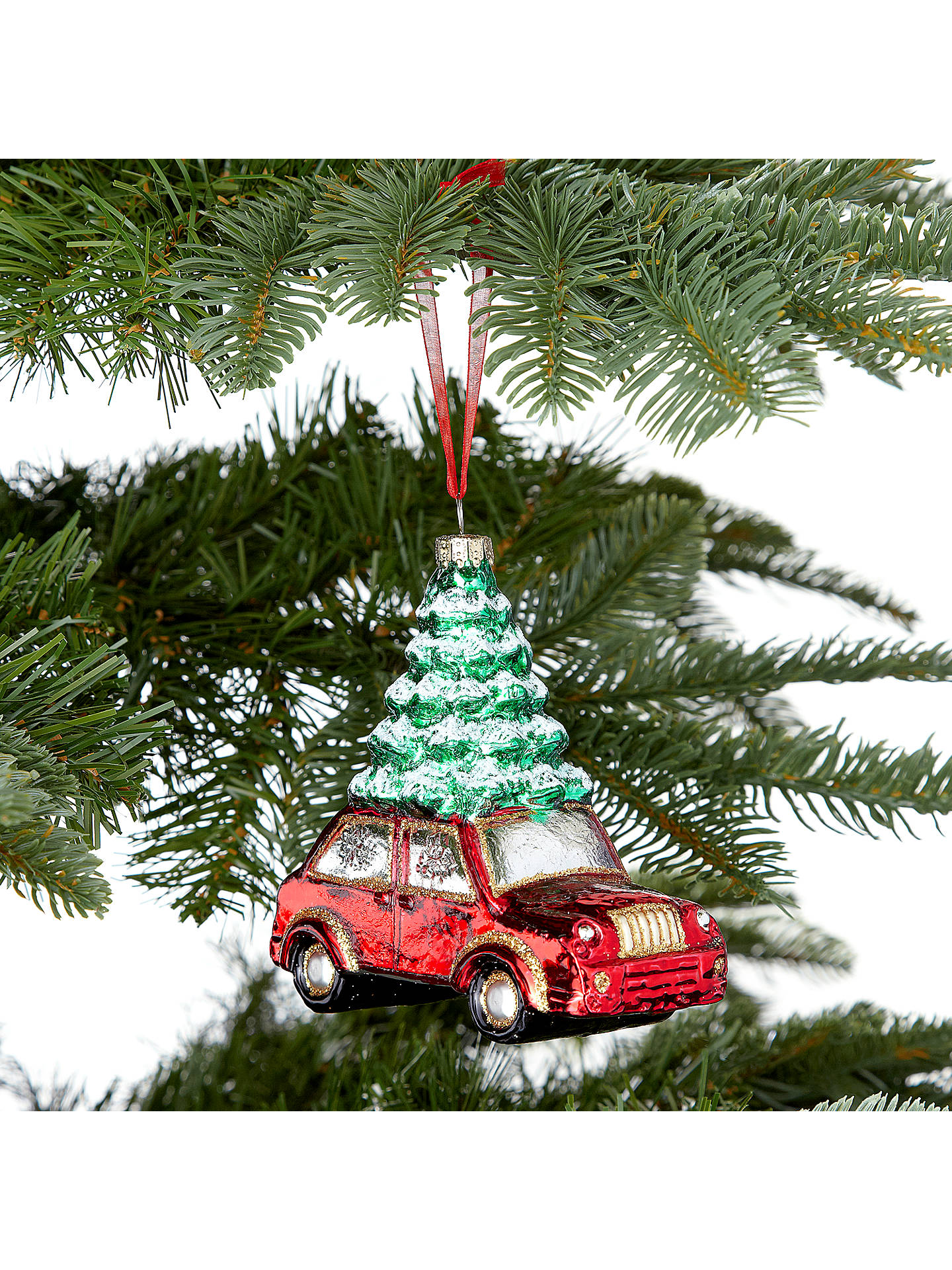 John Lewis Car With A Christmas Tree Glass Decoration At