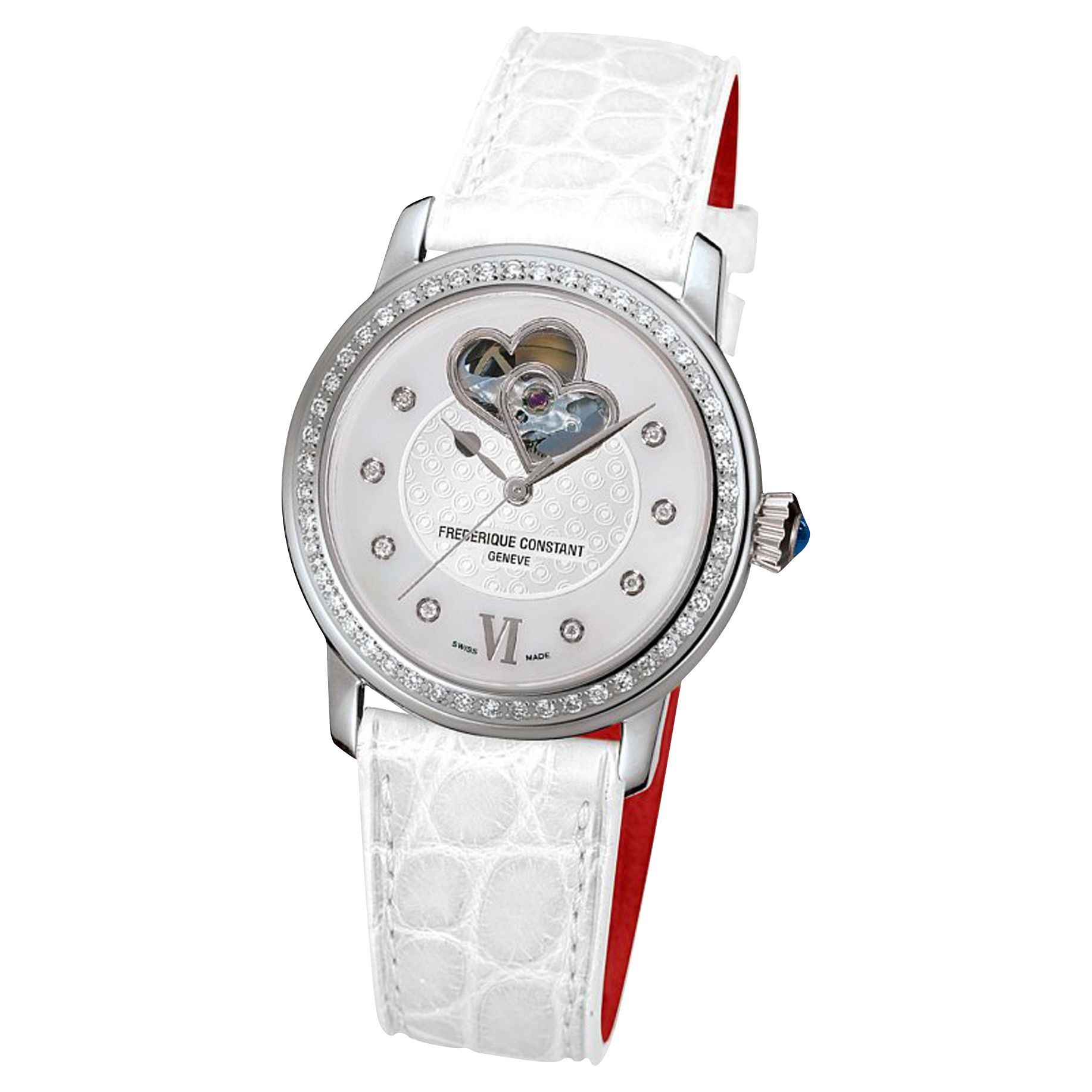 Frédérique Constant FC-310WHF2PD6 Women's Constant Automatic Satin Strap Watch, White