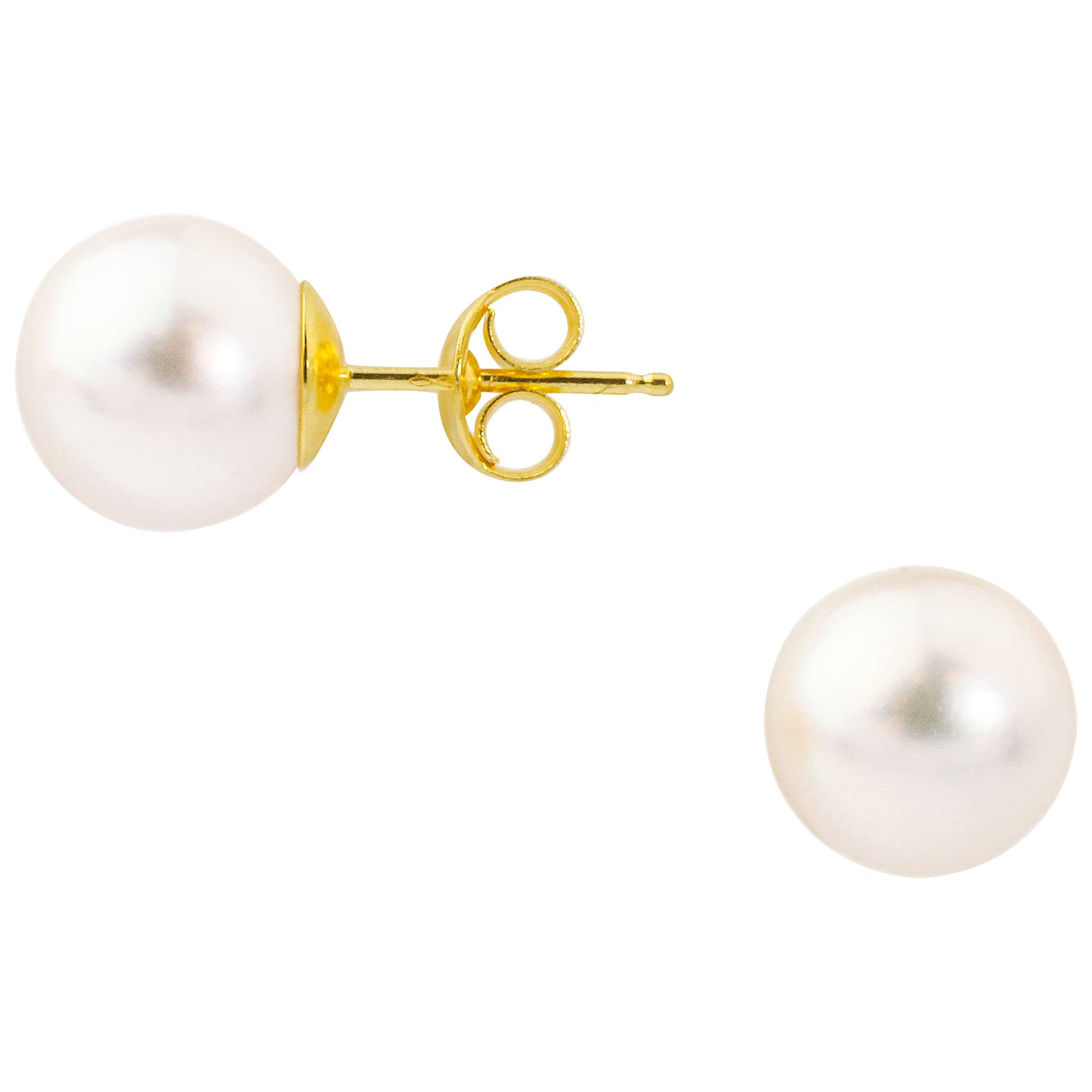 Buy A B Davis 18ct Yellow Gold Pearl Stud Earrings, White Online at johnlewis.com