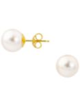 A B Davis 18ct Yellow Gold Pearl Stud Earrings, White