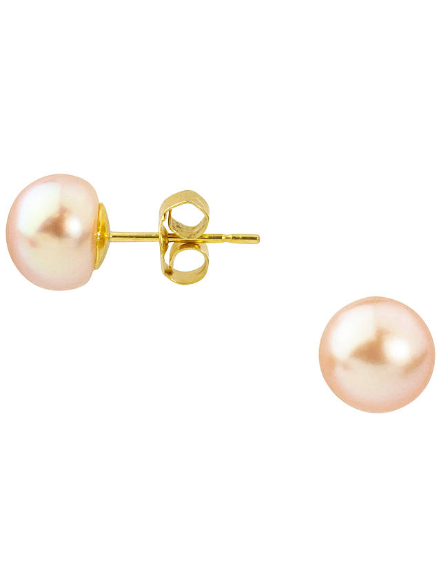 A B Davis 9ct Yellow Gold Freshwater Pearl Stud Earrings, Pink at John ...