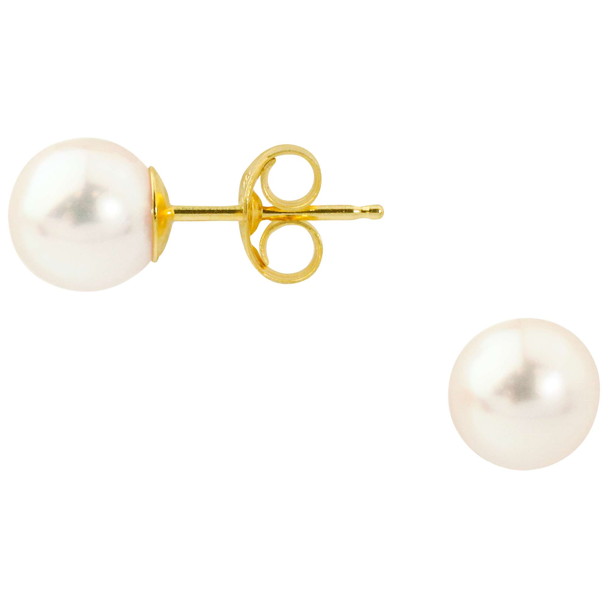 Buy A B Davis 18ct Gold 6.5mm Cultured Pearl Stud Earrings, White Online at johnlewis.com