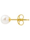 A B Davis 18ct Yellow Gold Cultured Pearl Stud Earrings, White