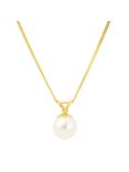 A B Davis 7mm White Akoya Cultured Pearl Pendant Necklace in 9ct Yellow Gold