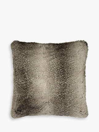 John Lewis Faux Fur Cushion, Mocha Ombre