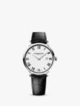 Raymond Weil 5488-STC-00300 Men's Toccata Leather Strap Watch, Black/White