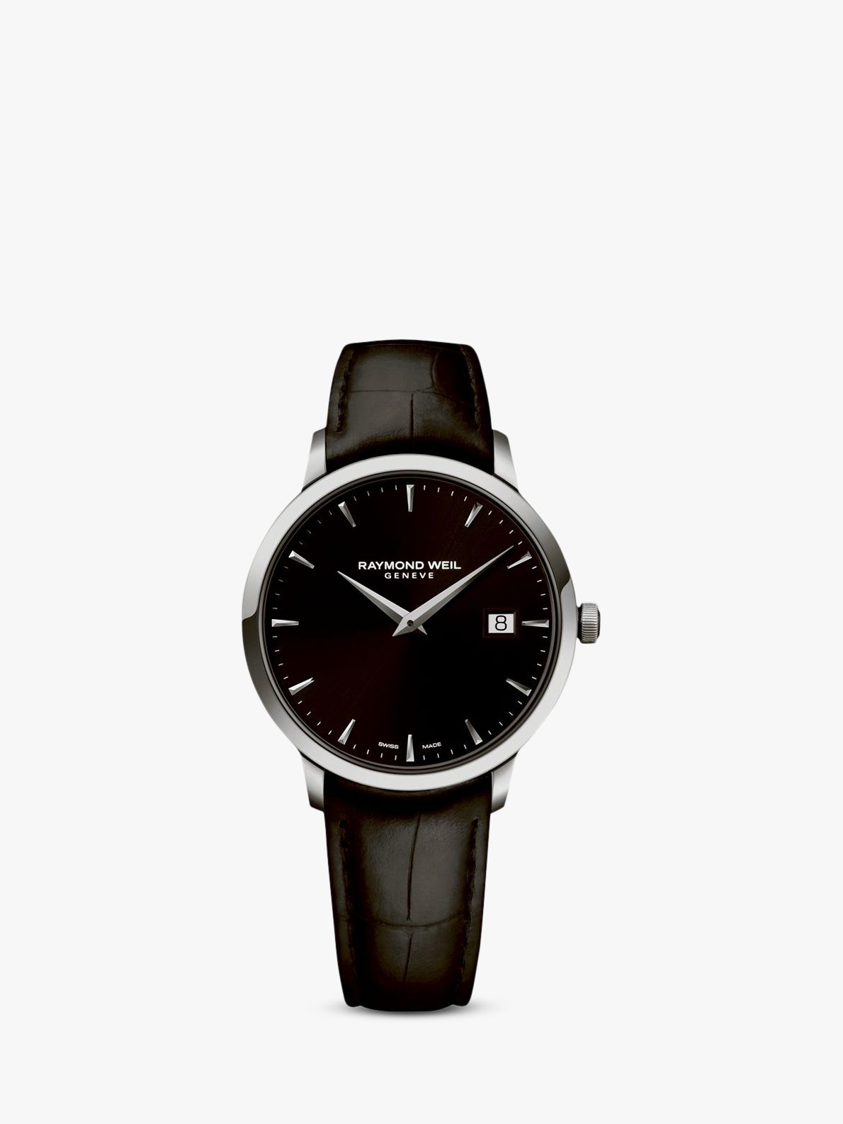 Raymond Weil 5485-STC-20001 Men's Toccata Leather Strap Watch, Black