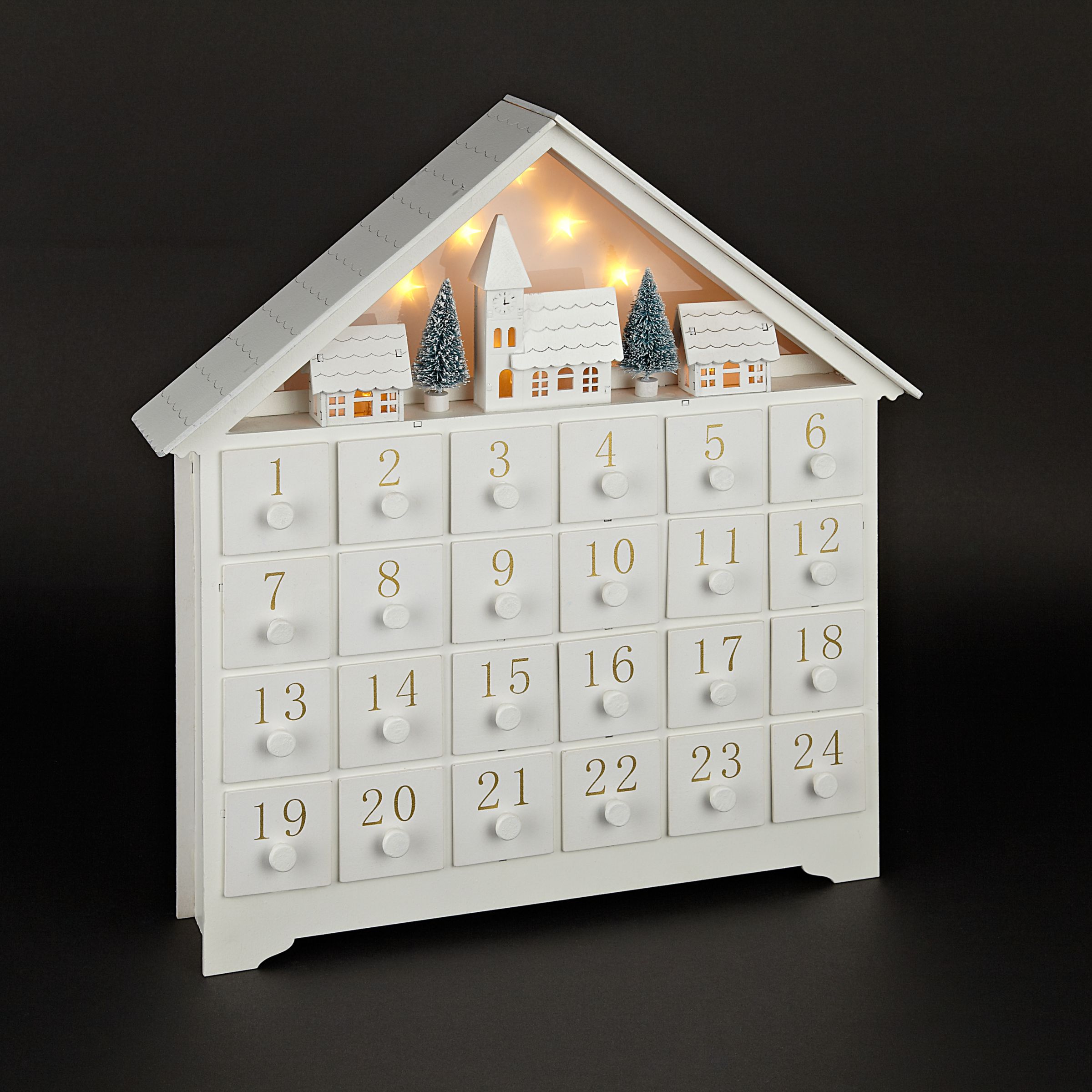 John Lewis White Wooden Led Advent House At John Lewis