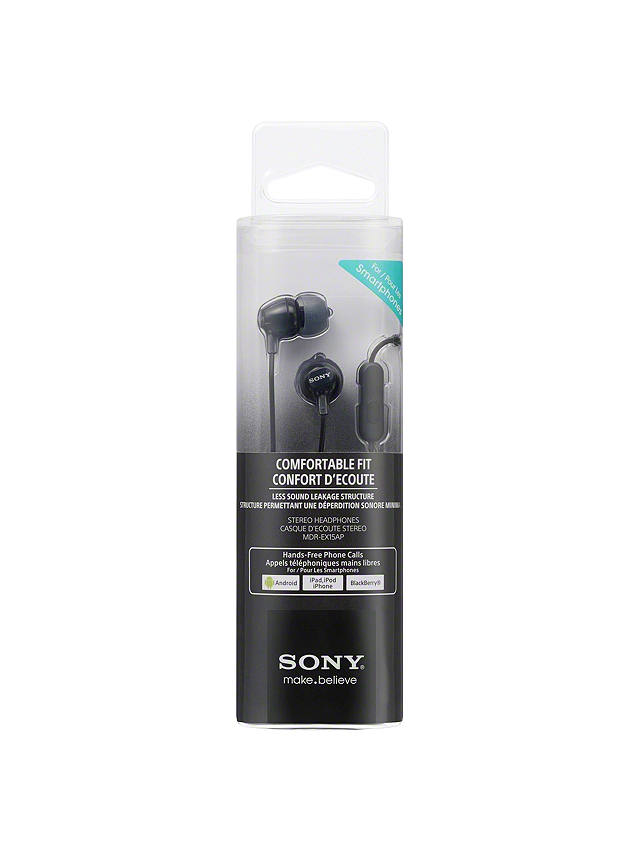 MDREX15AP/B Sony MDREX15AP In-Ear Earbud Headphones with Mic Black 