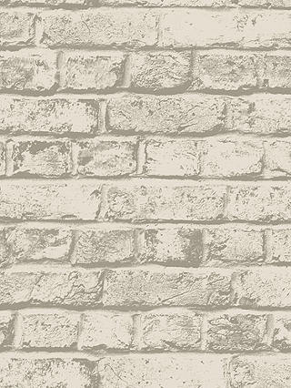 House by John Lewis Brick Wall Wallpaper, Putty