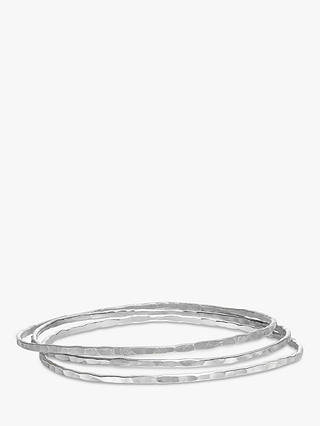 Dower & Hall Hammered Silver Trio Bangles, Silver