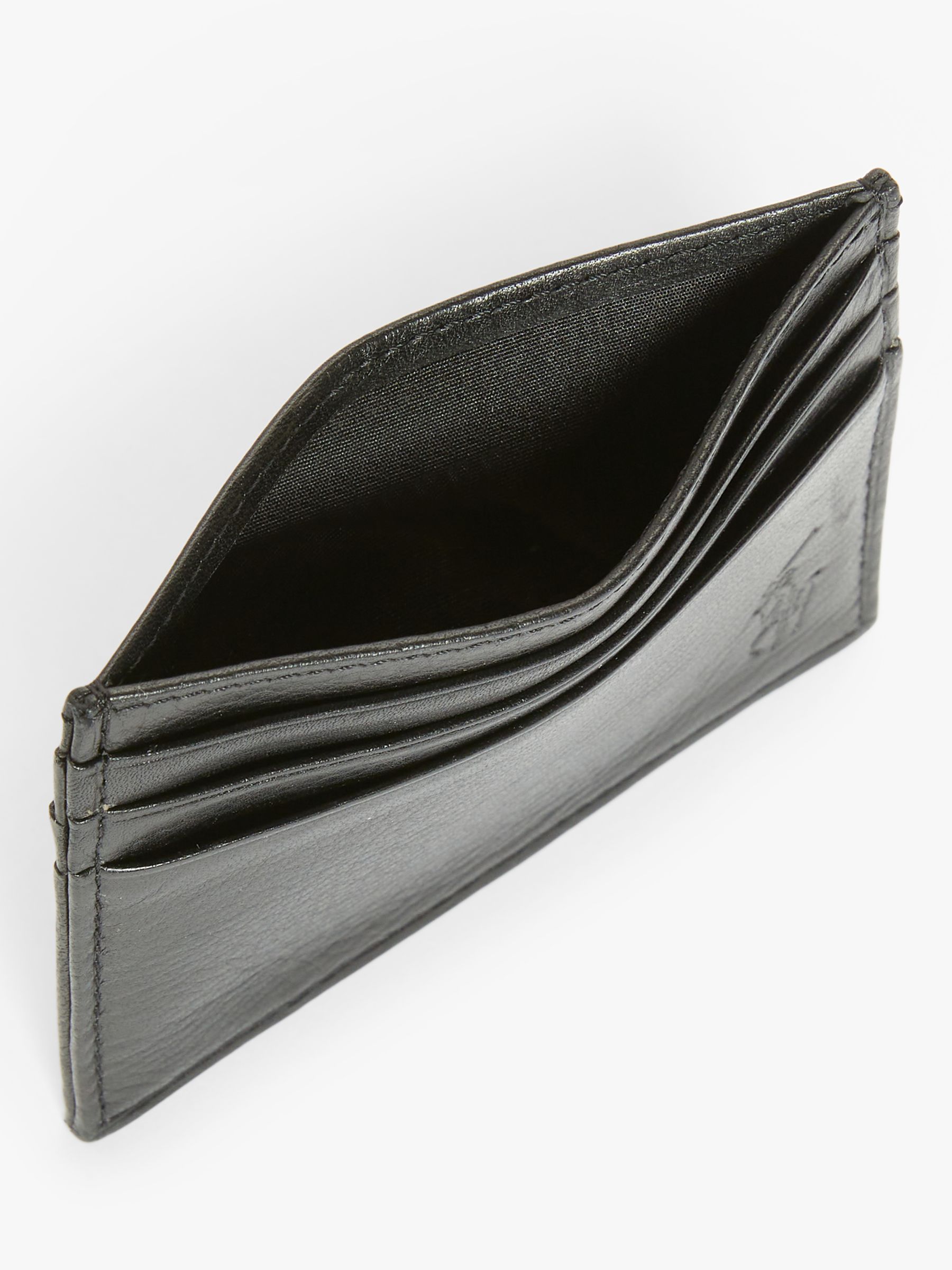 Polo Ralph Lauren Pebble Leather Card Holder, Black at John Lewis & Partners