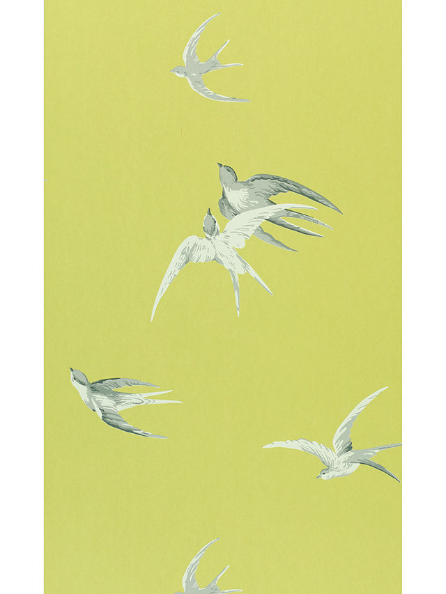 Sanderson Swallows Wallpaper, Lime, DVIWSW101