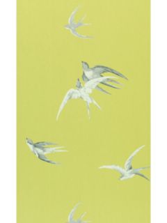 Sanderson Swallows Wallpaper, Lime, DVIWSW101