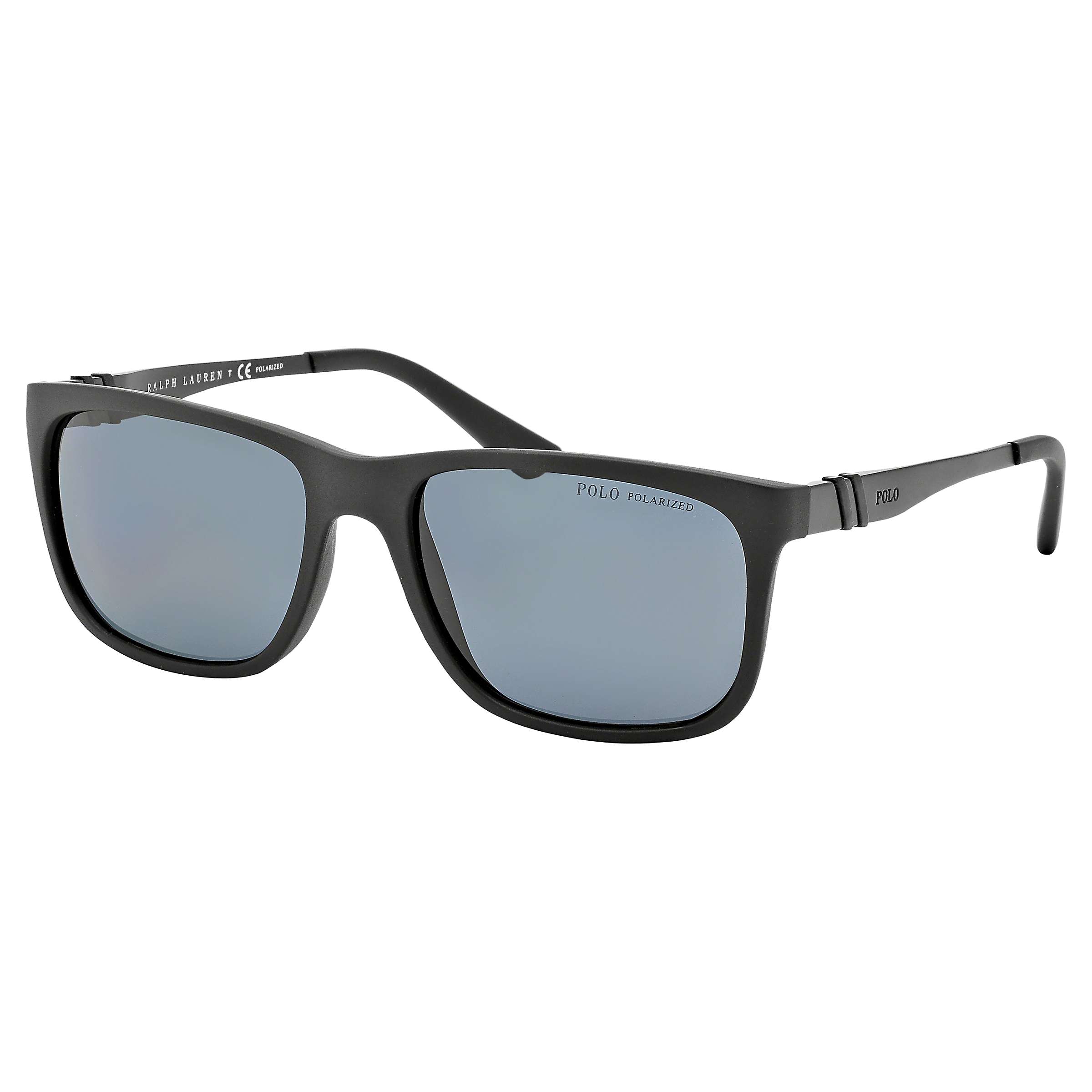 Polo Ralph Lauren PH4088 Square Polarised Sunglasses, Matte Black at ...